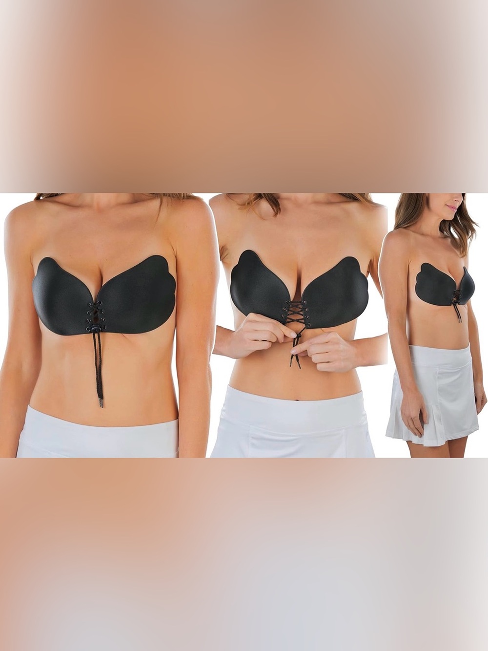 Strapless Adhesive Backless Bra - Nude and Black